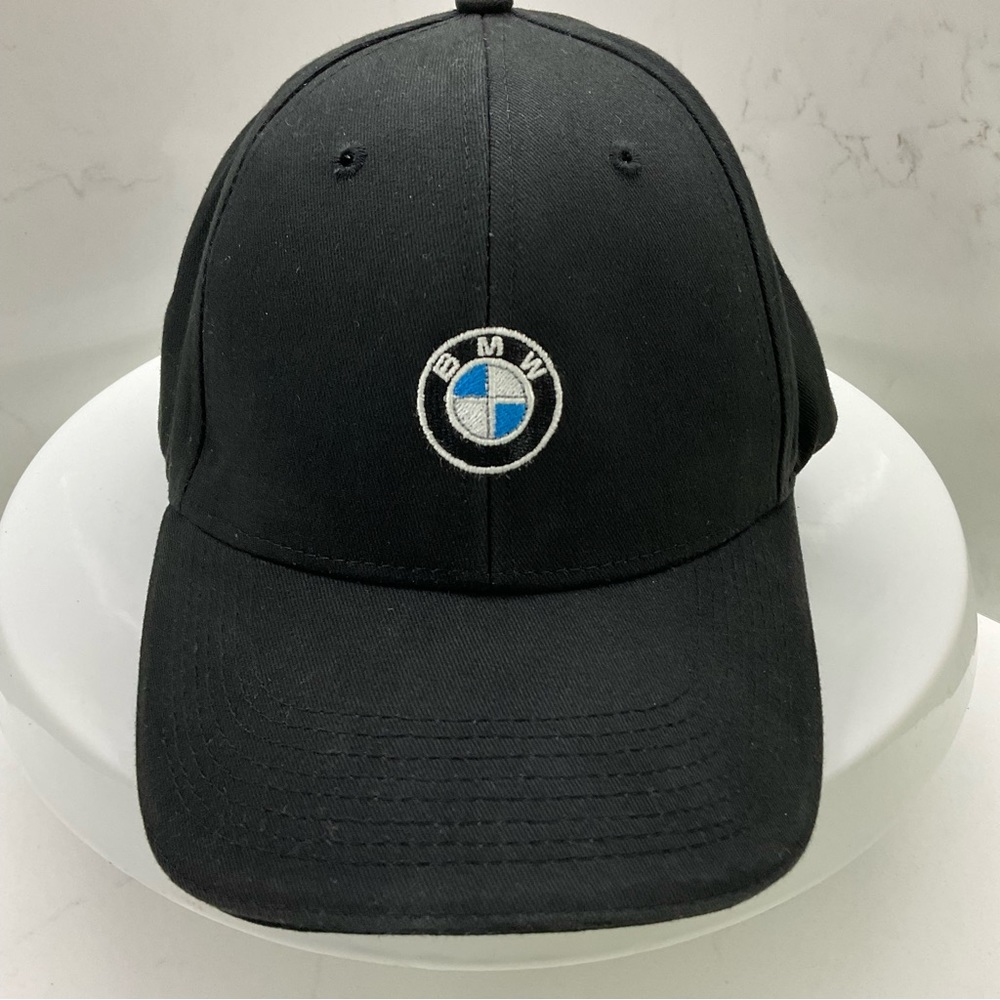BMW black strapback hat one size